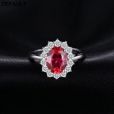 Princess Diana William Engagement Wedding Created Red Ruby Ring Set Pure 925 Sterling Silver Jewelry Rings Best Selling