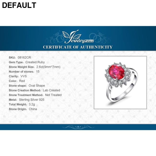 Princess Diana William Engagement Wedding Created Red Ruby Ring Set Pure 925 Sterling Silver Jewelry Rings Best Selling