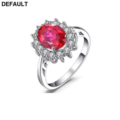 Princess Diana William Engagement Wedding Created Red Ruby Ring Set Pure 925 Sterling Silver Jewelry Rings Best Selling