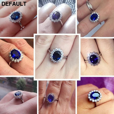 Princess Diana William Kate Gemstone Rings Sapphire Blue Wedding Engagement 925 Sterling Silver Finger Ring for Women