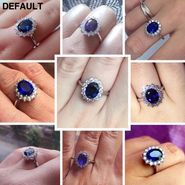 Princess Diana William Kate Gemstone Rings Sapphire Blue Wedding Engagement 925 Sterling Silver Finger Ring for Women