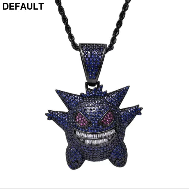 Punk Style Hip Hop Ghost Pendant Necklace Full Zircon Blue / CN Men Necklaces Sterling Silver