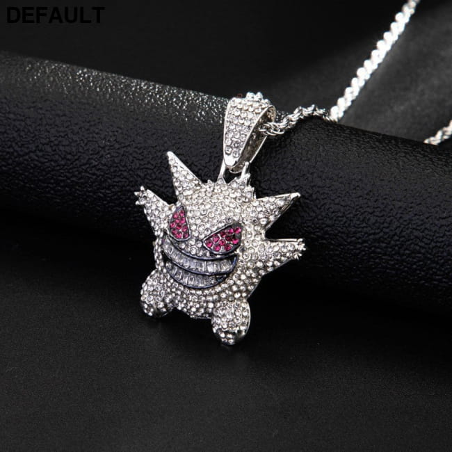 Punk Style Hip Hop Ghost Pendant Necklace Full Zircon Men Necklaces Sterling Silver