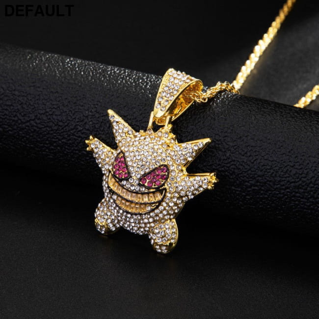 Punk Style Hip Hop Ghost Pendant Necklace Full Zircon Men Necklaces Sterling Silver
