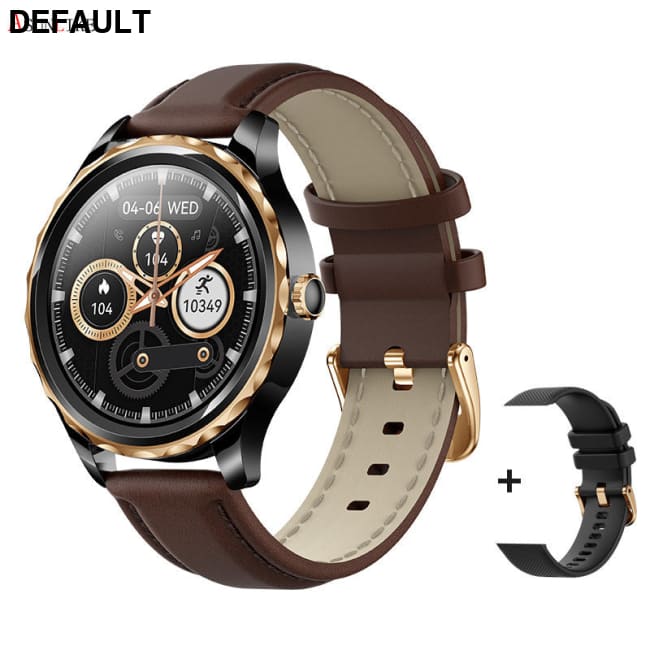 QR02 smart watch HD Bluetooth call AI voice mobile payment health monitoring multi sport Black brown leather + silica