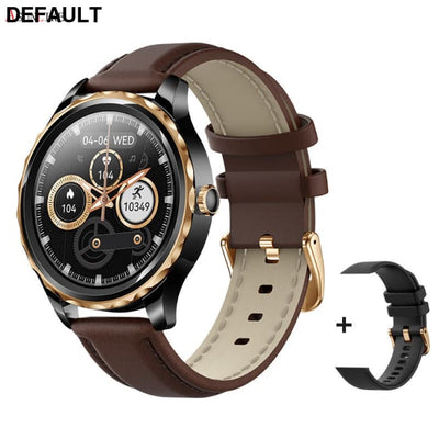 QR02 smart watch HD Bluetooth call AI voice mobile payment health monitoring multi sport Black brown leather + silica