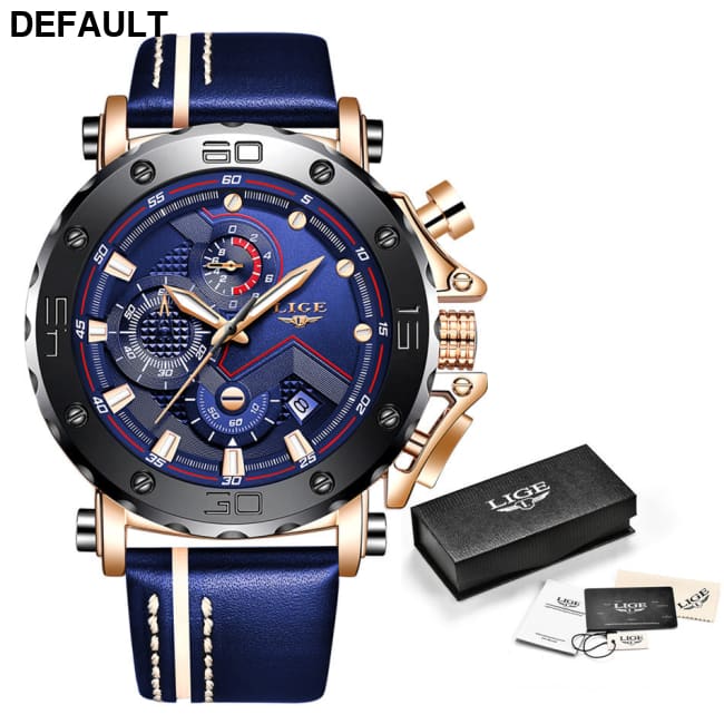 Quartz Calendar Multifunctional Waterproof Watch Chronograph Table Blue belt rose blue Men Watches Best Selling Products