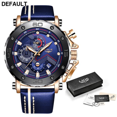 Quartz Calendar Multifunctional Waterproof Watch Chronograph Table Blue belt rose blue Men Watches Best Selling Products