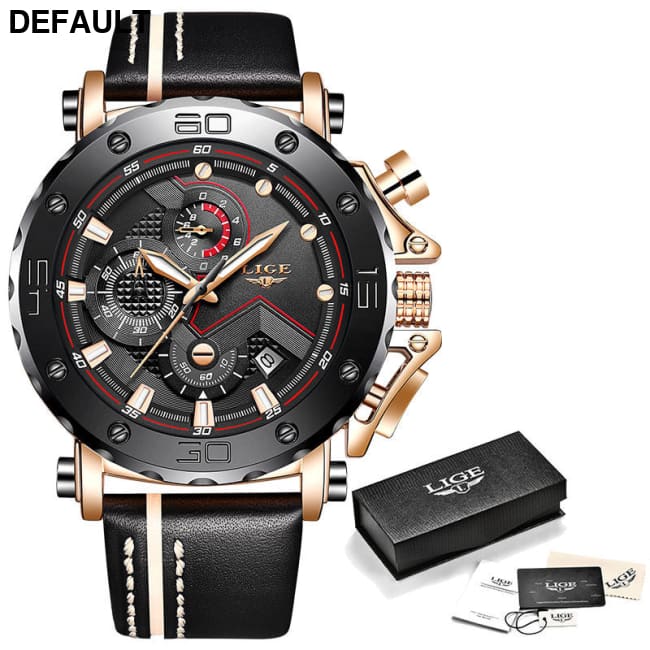 Quartz Calendar Multifunctional Waterproof Watch Chronograph Table The belt rose gold and black Men Watches Best