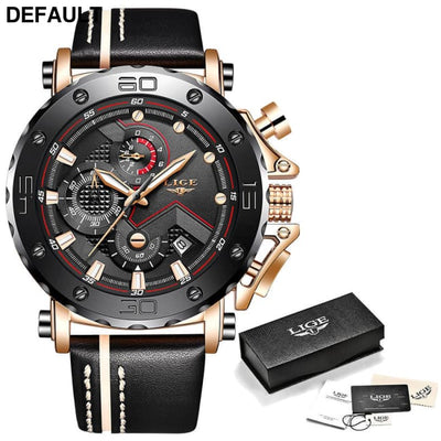 Quartz Calendar Multifunctional Waterproof Watch Chronograph Table The belt rose gold and black Men Watches Best