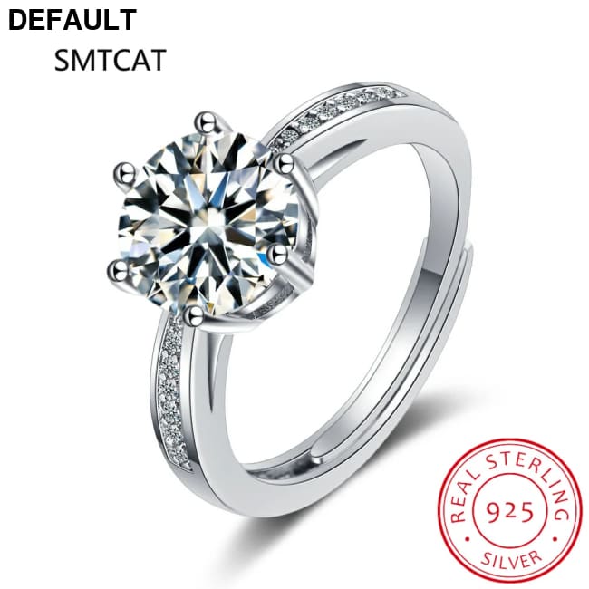 Real 3 Carat Moissanite Wedding Ring for Women 925 Sterling Silver Round Brilliant Lab Diamond Engagement Rings Gift