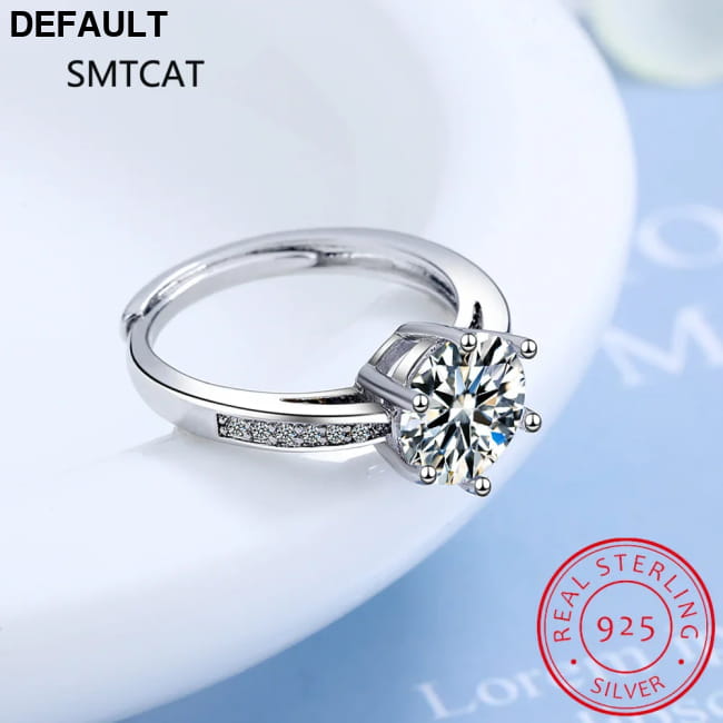 Real 3 Carat Moissanite Wedding Ring for Women 925 Sterling resizable Rings Silver