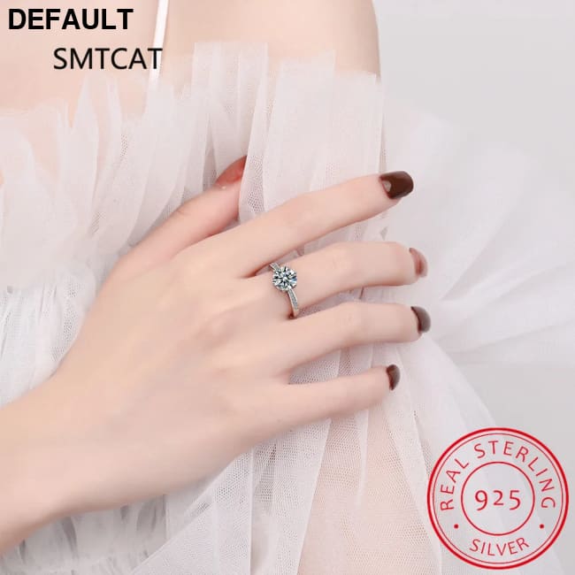 Real 3 Carat Moissanite Wedding Ring for Women 925 Sterling Silver Round Brilliant Lab Diamond Engagement Rings Gift