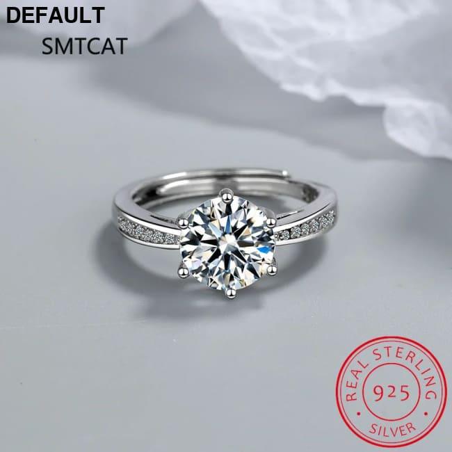 Real 3 Carat Moissanite Wedding Ring for Women 925 Sterling Silver Round Brilliant Lab Diamond Engagement Rings Gift