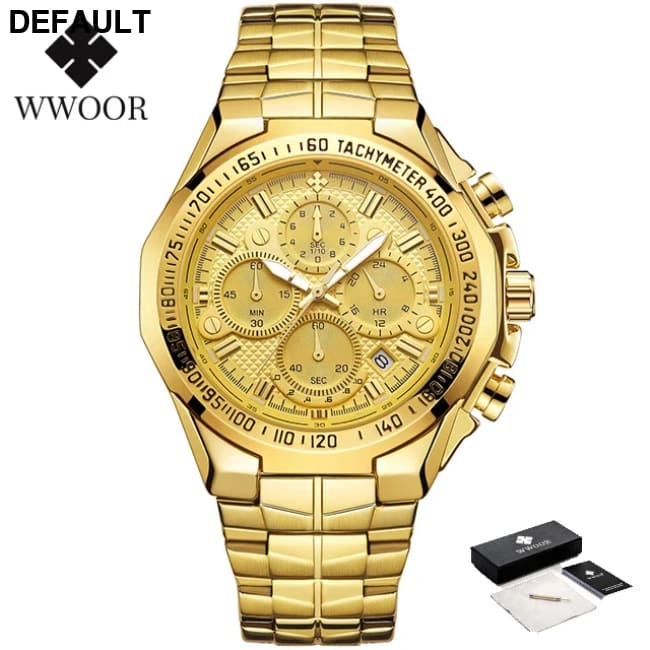 Relogio Masculino WWOOR Mens Watches 2024 Top Brand Luxury Wrist For Men Gold Big Golden Male Chronograph Wristwatch
