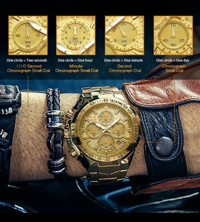 Relogio Masculino WWOOR Mens Watches 2024 Top Brand Luxury Wrist For Men Gold Big Golden Male Chronograph Wristwatch