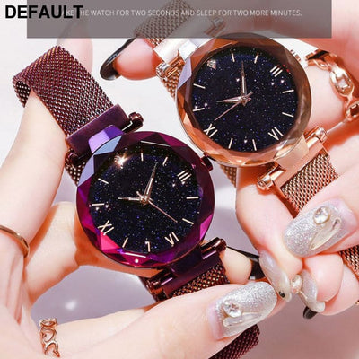 reloj mujer Women’s Fashion Starry Sky Watches Magnet Buckle Mesh Belt Diamond Quartz Watch Women Dress Clock relogio