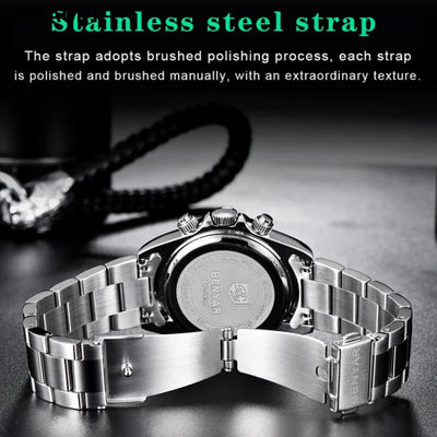 Relojes Hombre 2024 BENYAR New Watches Men Luxury Brand Chronograph Male Sport Waterproof Stainless Steel Quartz Watch
