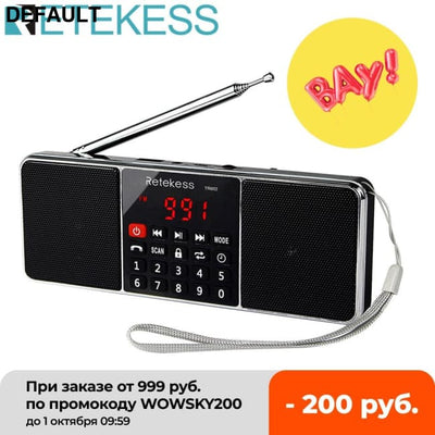 RETEKESS TR602 Digital Portable Radio AM FM Bluetooth Speaker Stereo MP3 Player TF/SD Card USB Drive Handsfree Call LED