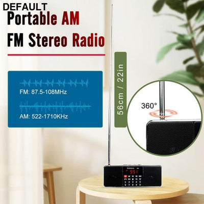 RETEKESS TR602 Digital Portable Radio AM FM Bluetooth Speaker Stereo MP3 Player TF/SD Card USB Drive Handsfree Call LED
