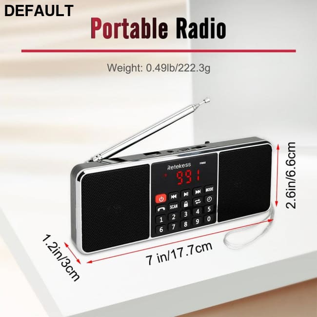 RETEKESS TR602 Digital Portable Radio AM FM Bluetooth Speaker Stereo MP3 Player TF/SD Card USB Drive Handsfree Call LED