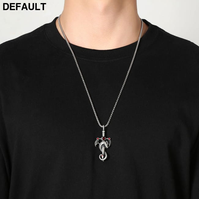 Retro Dragon Sword Tianzun Pendant Titanium Steel Necklace N744 / CN Necklaces Sterling Silver