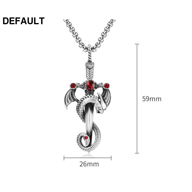 Retro Dragon Sword Tianzun Pendant Titanium Steel Necklace N744 / CN Necklaces Sterling Silver