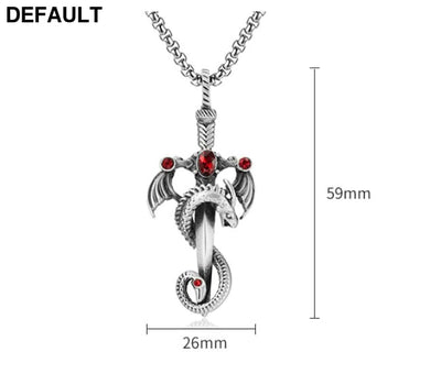 Retro Dragon Sword Tianzun Pendant Titanium Steel Necklace Trendy Men’s All-match Street Hip-hop Jewelry N744 Men