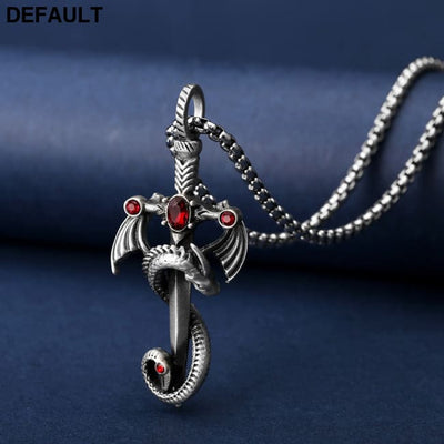 Retro Dragon Sword Tianzun Pendant Titanium Steel Necklace Trendy Men’s All-match Street Hip-hop Jewelry N744 Men