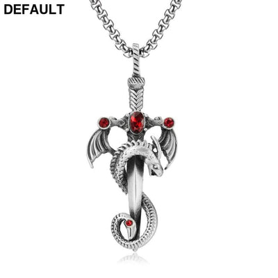 Retro Dragon Sword Tianzun Pendant Titanium Steel Necklace Trendy Men’s All-match Street Hip-hop Jewelry N744 Men