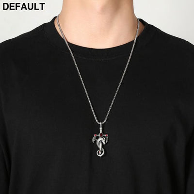 Retro Dragon Sword Tianzun Pendant Titanium Steel Necklace Trendy Men’s All-match Street Hip-hop Jewelry N744 Men