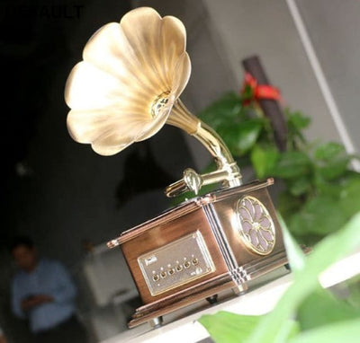 Retro Phonograph Bluetooth Speaker Creative Gift Home Audio Small Ornaments Vinyl Record Player Wholesale Bronze