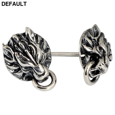 Retro Thai Silver Personality Wolf Head Men’s Stud Earrings Men Apparel & Accessories