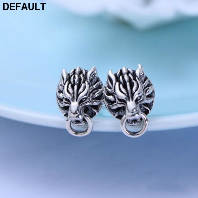 Retro Thai Silver Personality Wolf Head Men’s Stud Earrings Men Apparel & Accessories