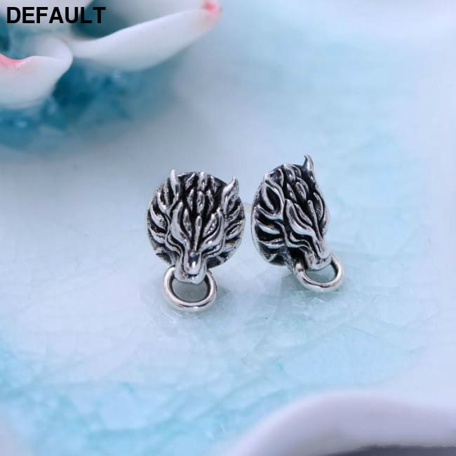 Retro Thai Silver Personality Wolf Head Men’s Stud Earrings Men Apparel & Accessories