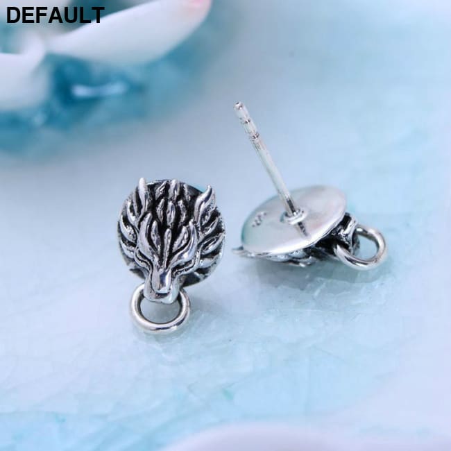 Retro Thai Silver Personality Wolf Head Men’s Stud Earrings Men Apparel & Accessories