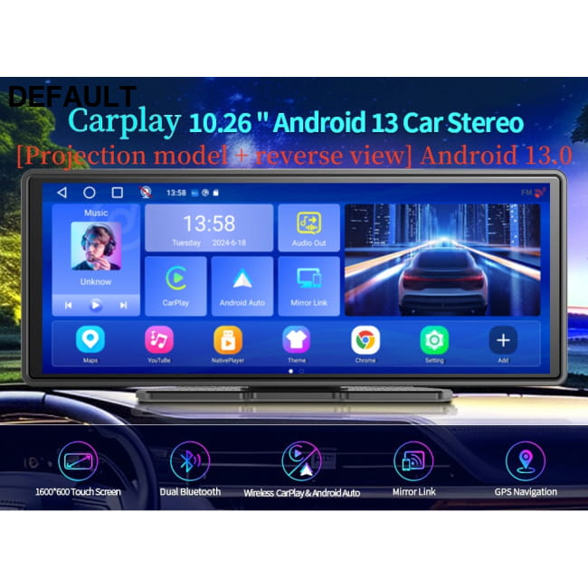 Reverse Rearview AUX Navigation Portable Car Recorder 128G Memory Card / Screen Projection Android 13 DVR Cameras