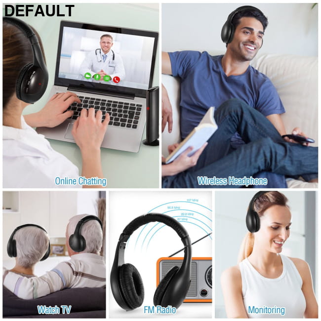 RF headphones with transmitter Black / US Wireless Headsets