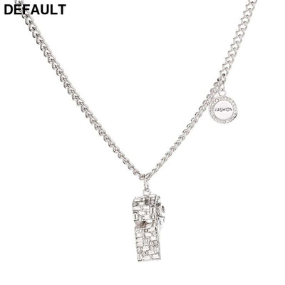 Rhinestone Whistle Pendant Necklace Stainless Steel Womens Elegant Chain Jewelry Sterling Silver Necklaces