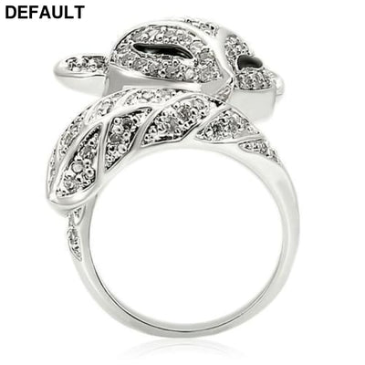Rhodium Brass Ring with AAA CZ Sterling Silver Rings