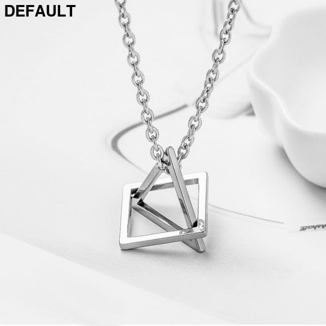 Rinhoo Trendy Interlocking Square Triangle Pendant For Men Silver / CN Necklaces Sterling