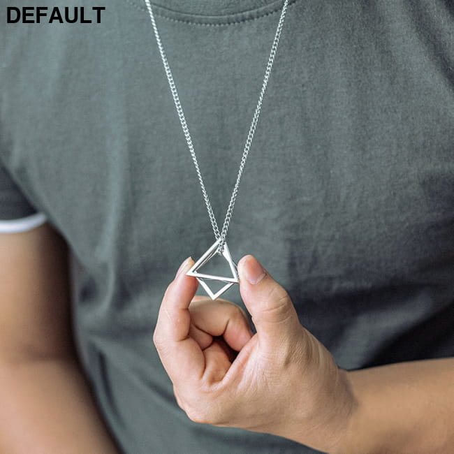 Rinhoo Trendy Interlocking Square Triangle Pendant For Men Silver / CN Necklaces Sterling