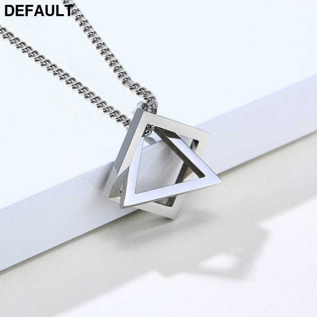 Rinhoo Trendy Interlocking Square Triangle Pendant For Men Silver / CN Necklaces Sterling