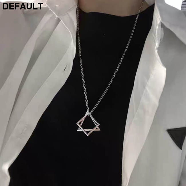 Rinhoo Trendy Interlocking Square Triangle Pendant For Men Silver / CN Necklaces Sterling