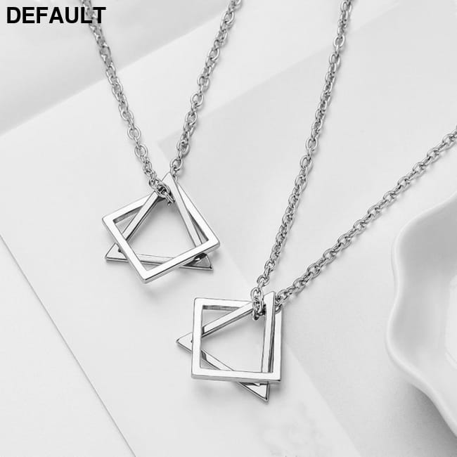 Rinhoo Trendy Interlocking Square Triangle Pendant For Men Silver / CN Necklaces Sterling