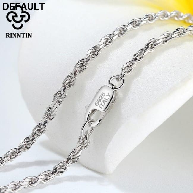 Rinntin Luxury 925 Sterling Silver Diamond-Cut Rope Chain Simple Necklace For Men Women Fashion Charm Jewelry SC29