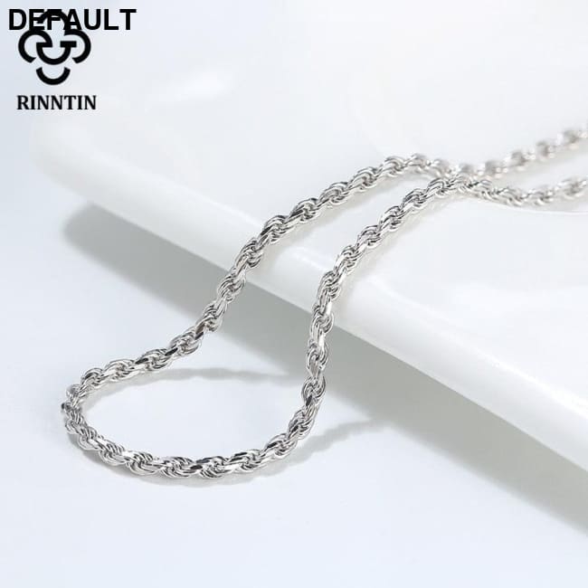 Rinntin Luxury 925 Sterling Silver Diamond-Cut Rope Chain Simple Necklace For Men Women Fashion Charm Jewelry SC29