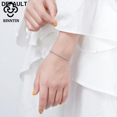 Rinntin Luxury 925 Sterling Silver Diamond-Cut Rope Chain Simple Necklace For Men Women Fashion Charm Jewelry SC29