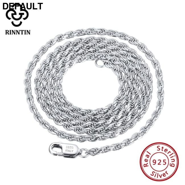 Rinntin Luxury 925 Sterling Silver Diamond-Cut Rope Chain Simple Necklace For Men Women Fashion Charm Jewelry SC29