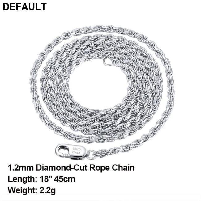 Rinntin Luxury 925 Sterling Silver Diamond-Cut Rope Chain Simple Necklace For Men Women Fashion Charm Jewelry SC29